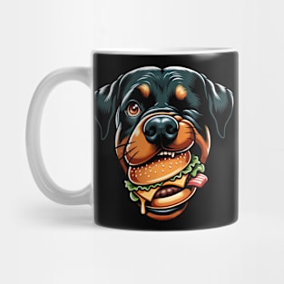 Rottweiler with hamburger cheeseburger Mug